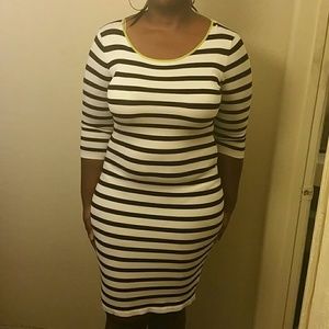 Black and white stripes body con dress