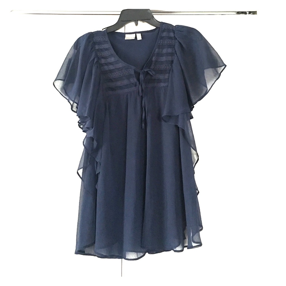 Navy butterfly sleeved shirt!