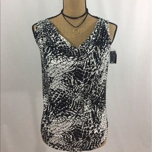 INC black and white blouse