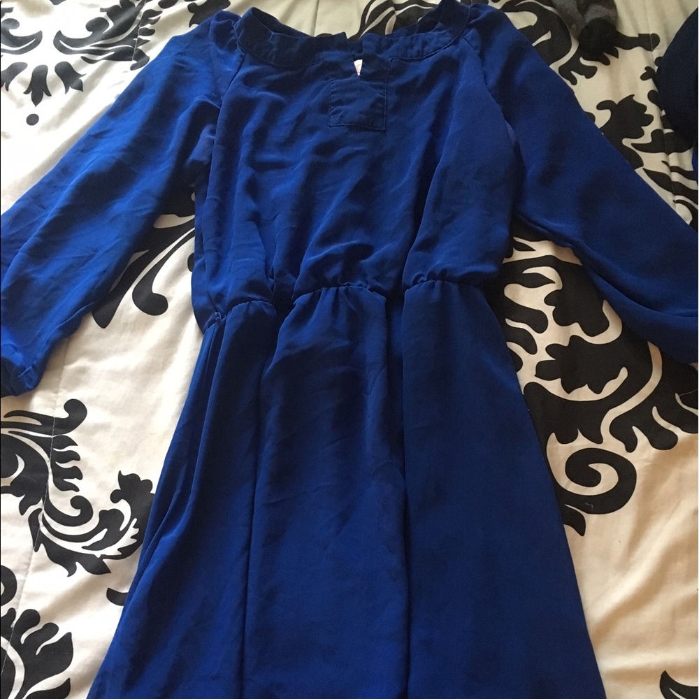 Blue dress.