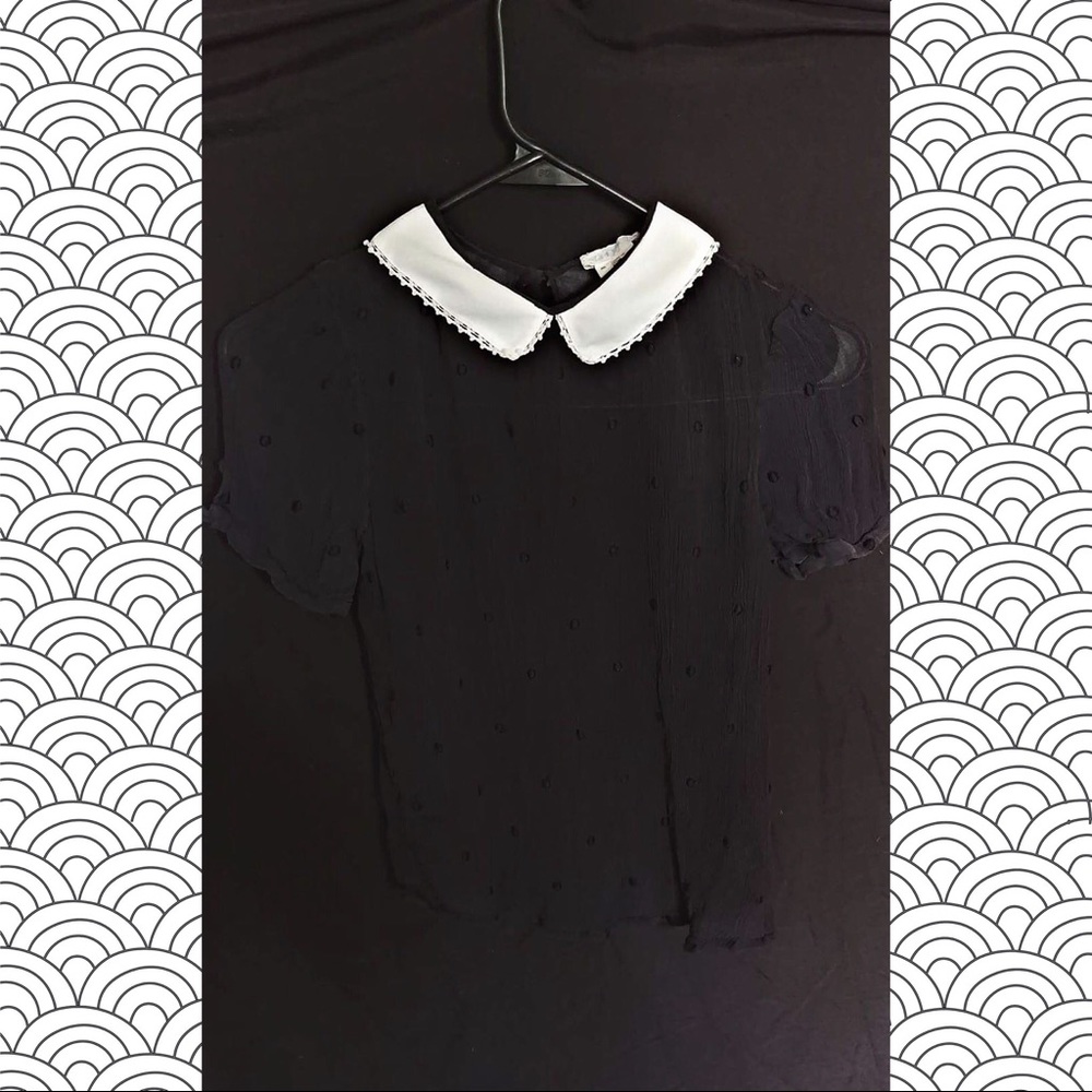 Sheer Black Collared Top