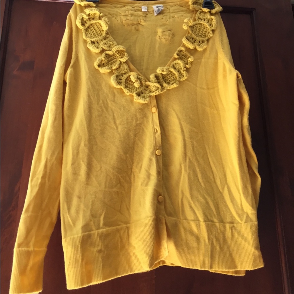 Mustard yellow sweater from Anthropologie