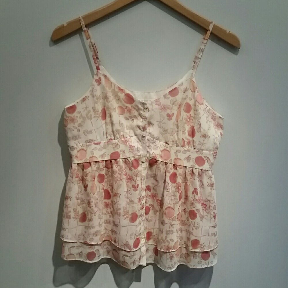 Lauren Conrad Floral Tank with Buttons