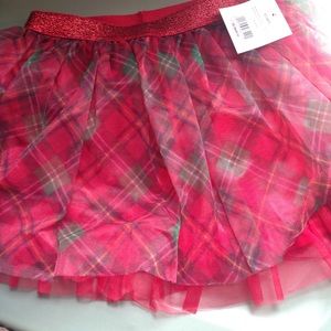 holiday girls layered red plaid skirt