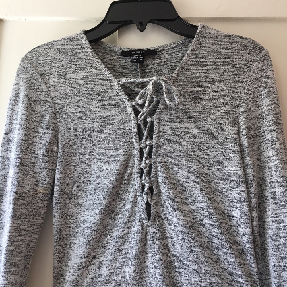 Grey lace up bodysuit