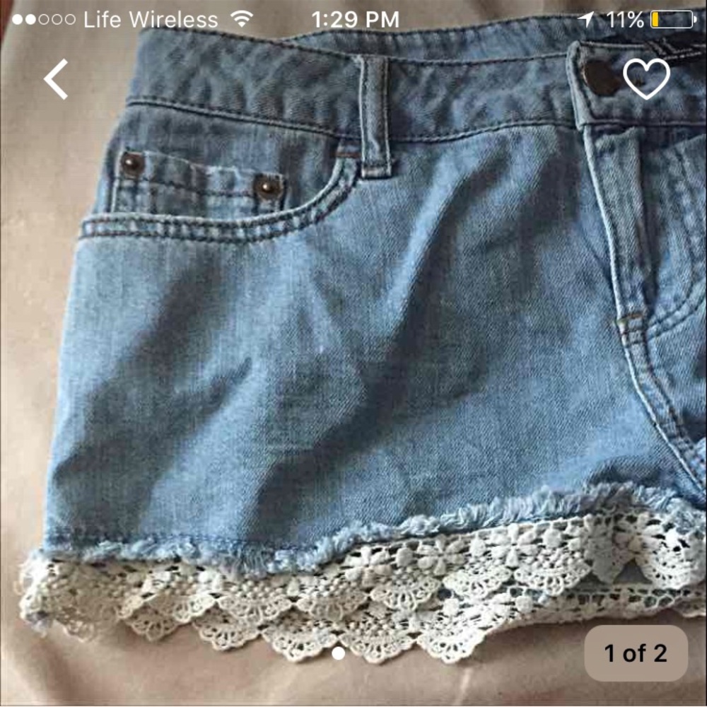Jean shorts w/ lace on bottom