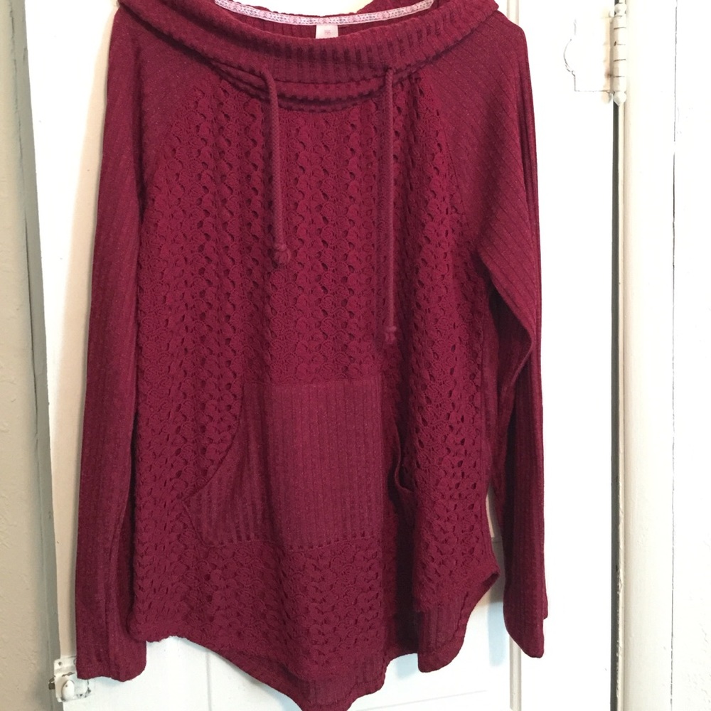 Burgandy Lace Sweater