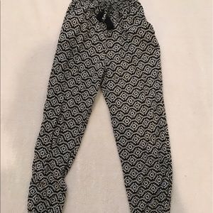 100% Rayon black and white boho flow pants