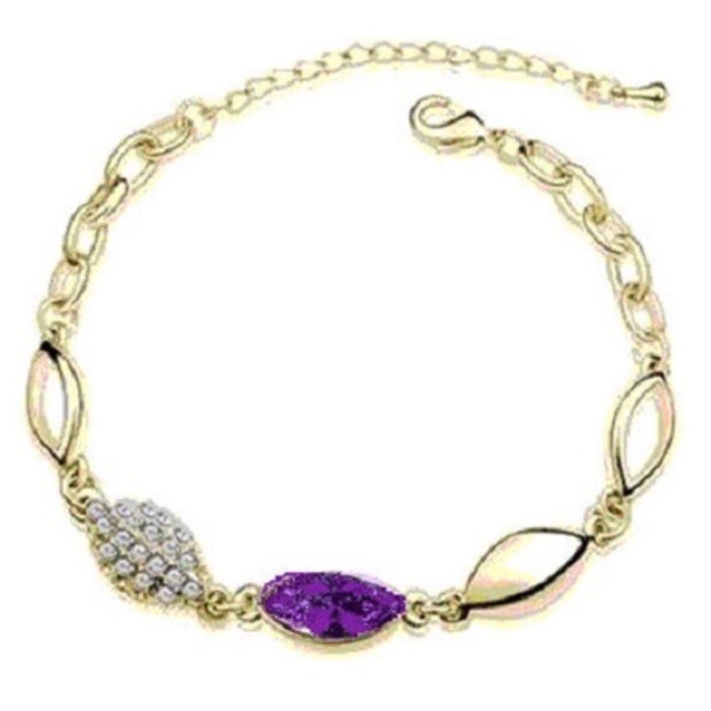 Pretty Deep Purple Marquis CZ Gold Bracelet