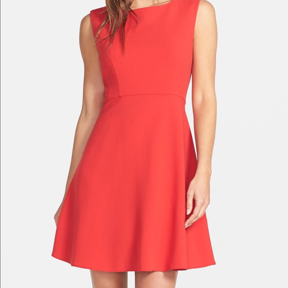 French Connection Red Boat Neck Sleeveless Dress - size 6