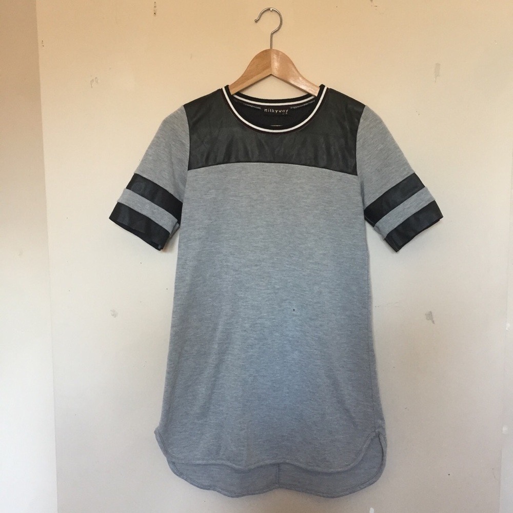 Milky Way Cotton/Leather Short Sleeve Dress