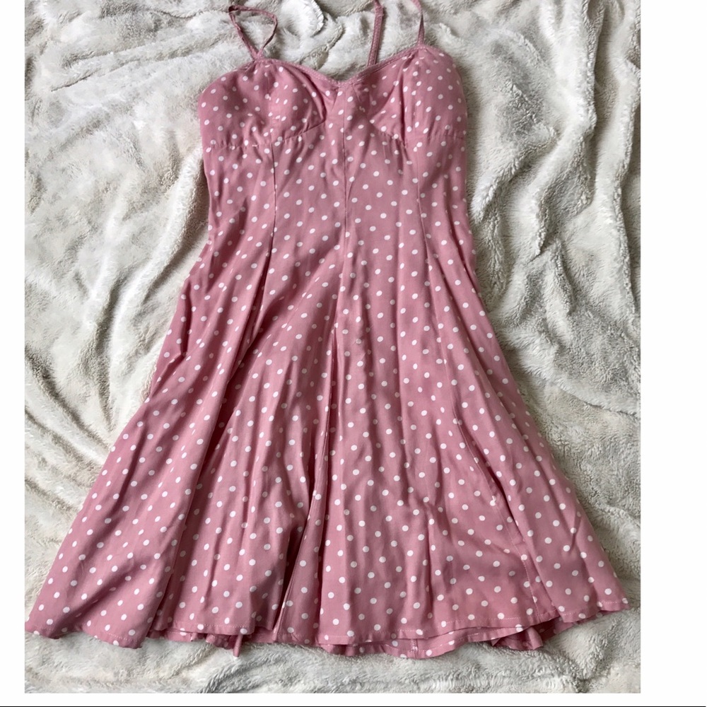 American Eagle pink polka dot dress size xs