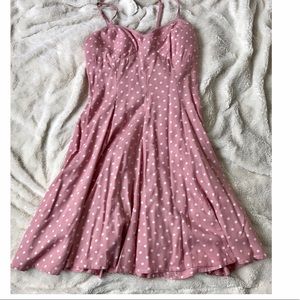 American Eagle pink polka dot dress size xs