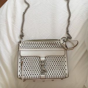 White crochet leather Mac bag
