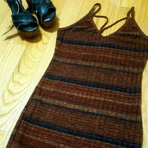 Stretchy Knit Sunset Ombre Midi Dress