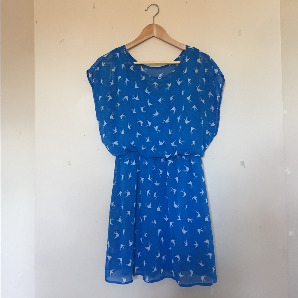Forever 21 Blue and White Bird Dress