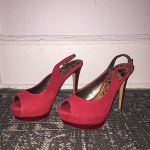 Sam Edelman Red Sling Back Platforms ❤️Like New❤️