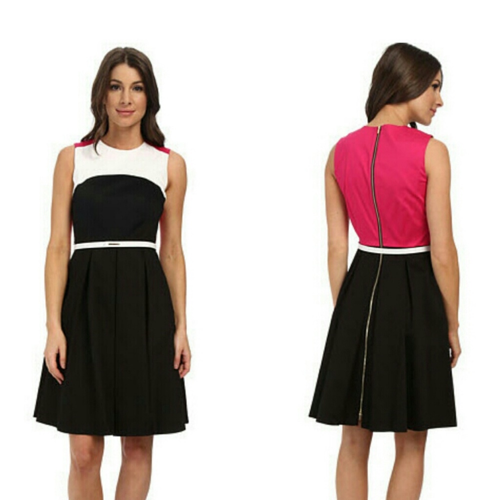 Colorblock must have! Calvin Klien pleated dress