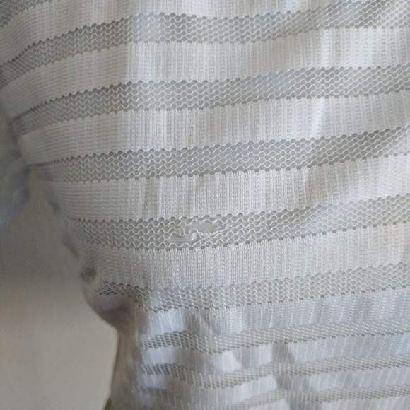 White BEBE "SS Sheer Stripe Woven Crop Top" - Picture 3 of 3
