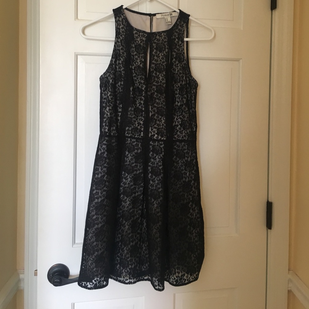 Black Lace Skater Dress