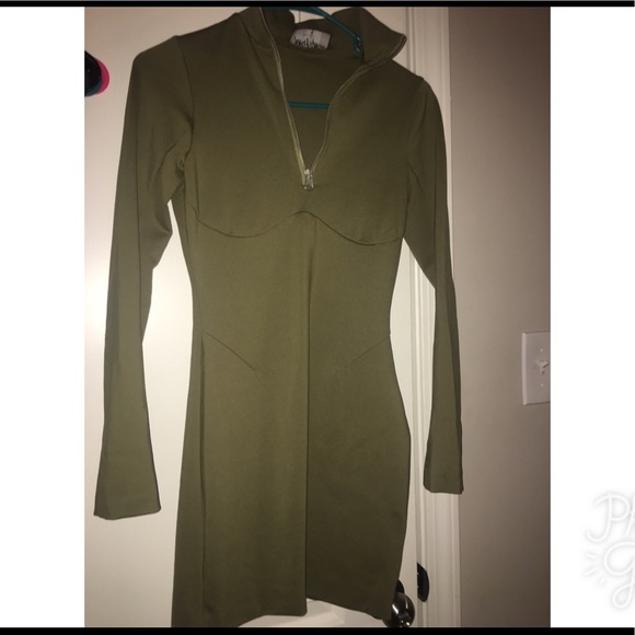 Olive green dress XS/0 - Picture 1 of 4