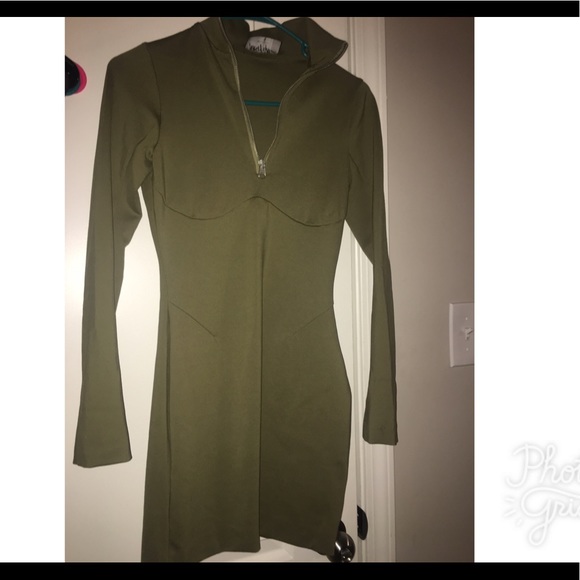 Olive green dress XS/0 - Picture 2 of 4