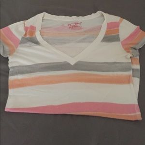 Pink/Peach/Gray Tie dye/hombre stripe AE top