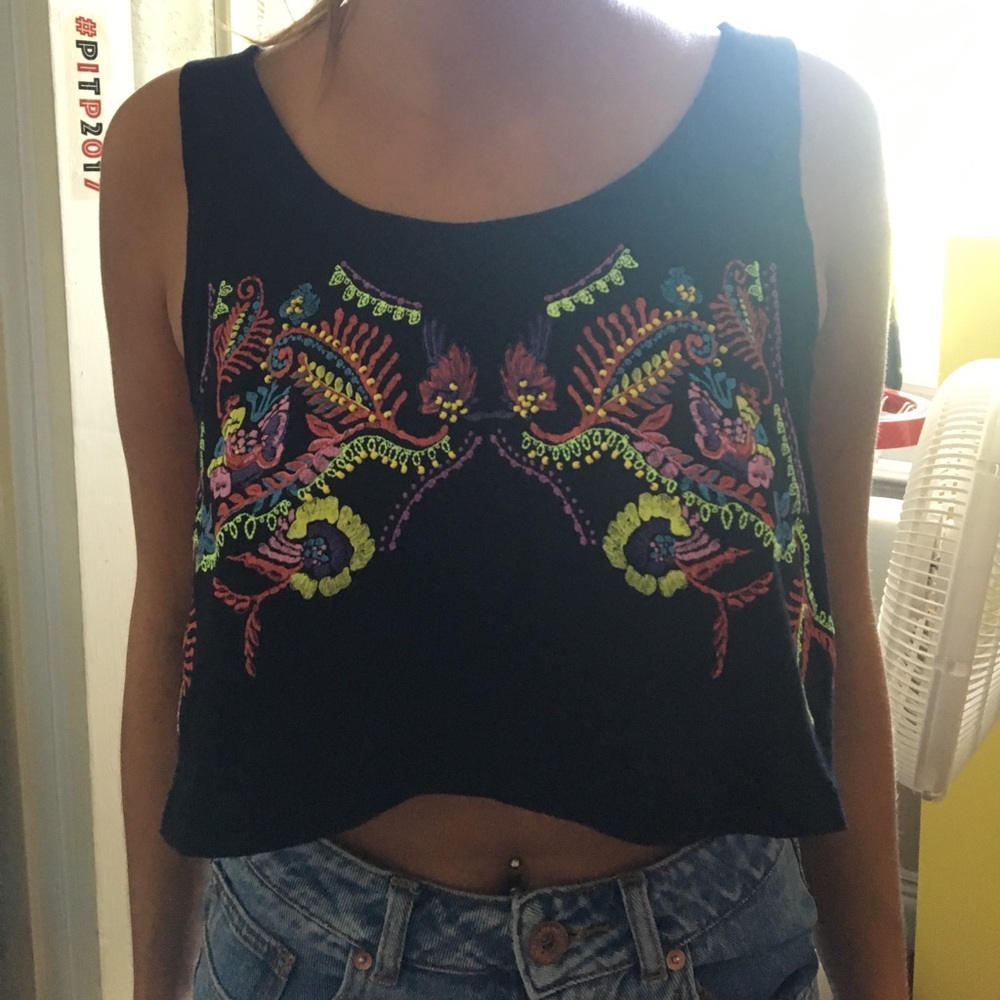 SOLD: Black embellished crop top