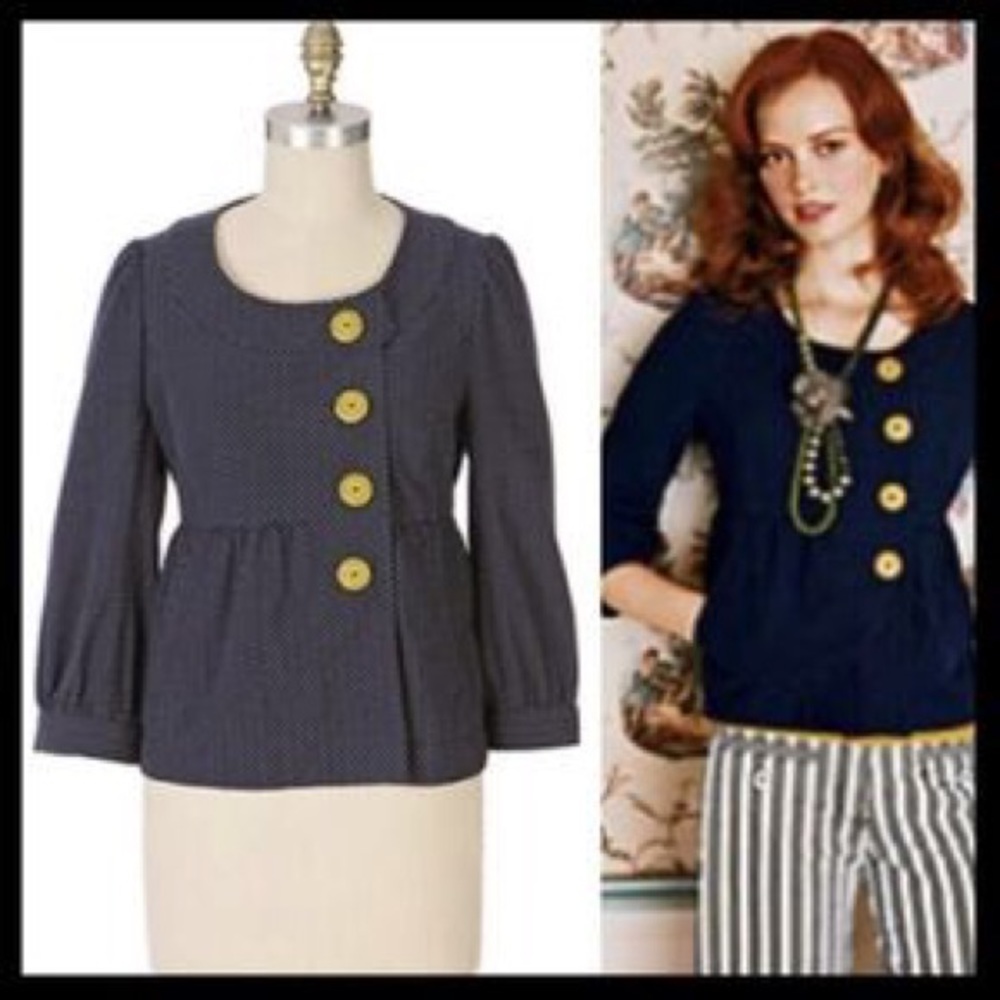 Anthropologie ETT TWA Navy button front jacket
