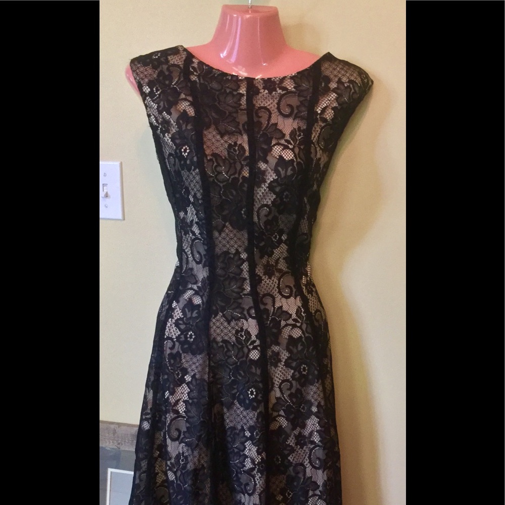 Black Lace Overlay Dress Sleeveless