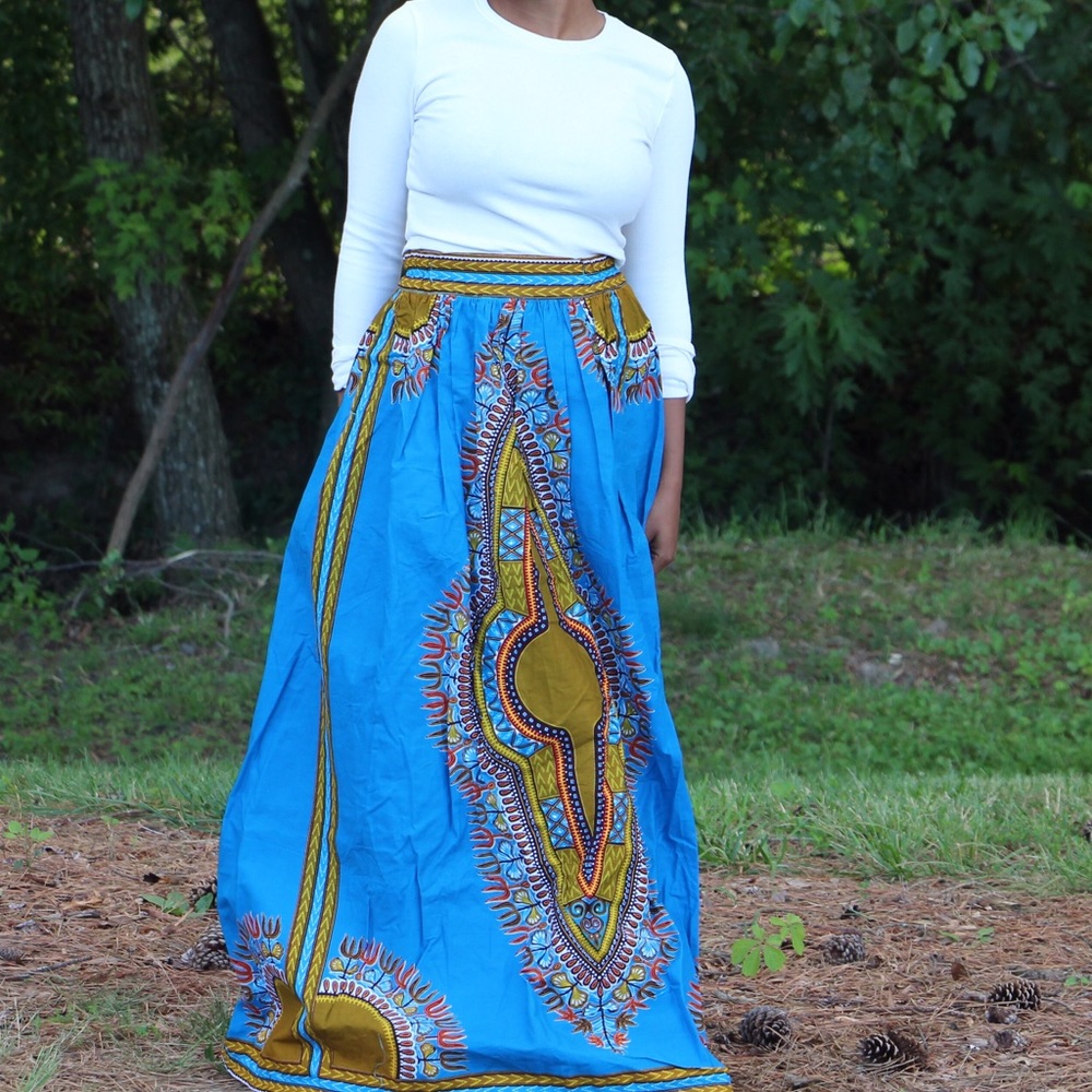 NEW: Dashiki Maxi Skirt (Blue)