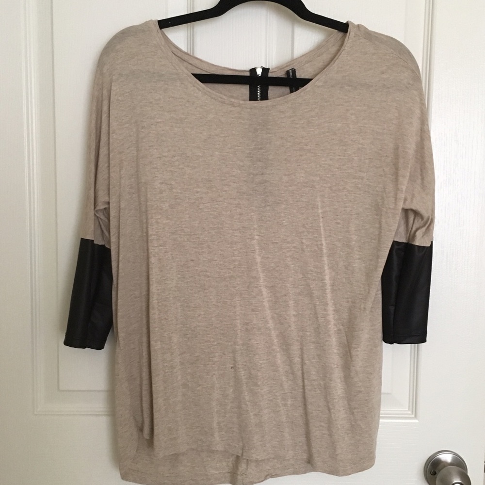 Stradivarius 3/4 sleeve beige blouse