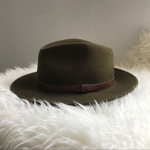 Brixton Messer Fedora Hat - NEW - Olive/Brown