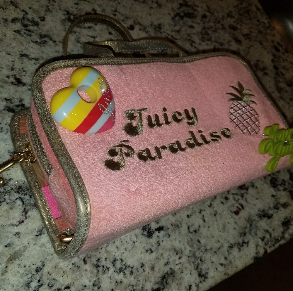 Adorable Juicy Couture pink and gold cosmetic bag