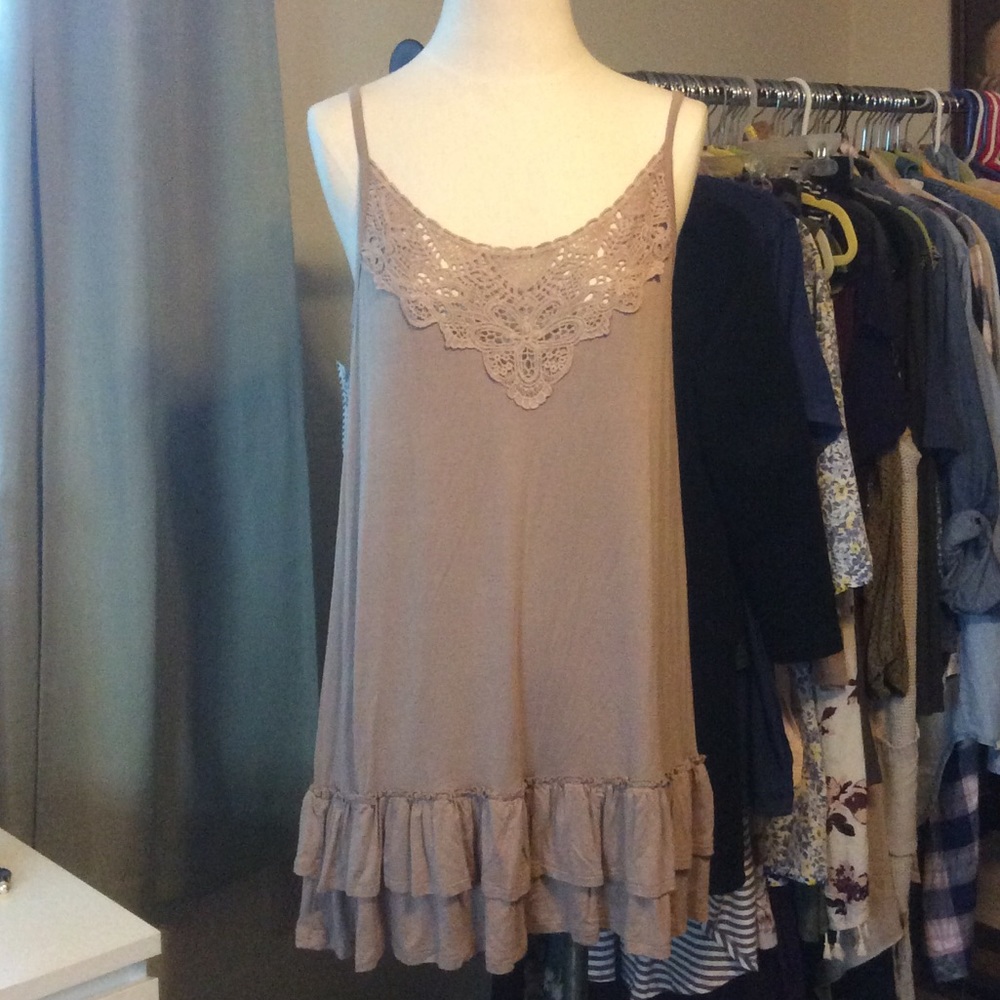 ❤️ Taupe Ruffle Dress/Tank Top