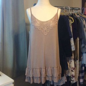 ❤️ Taupe Ruffle Dress/Tank Top
