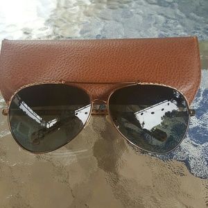 Tory Burch Brown Python polarized Aviators