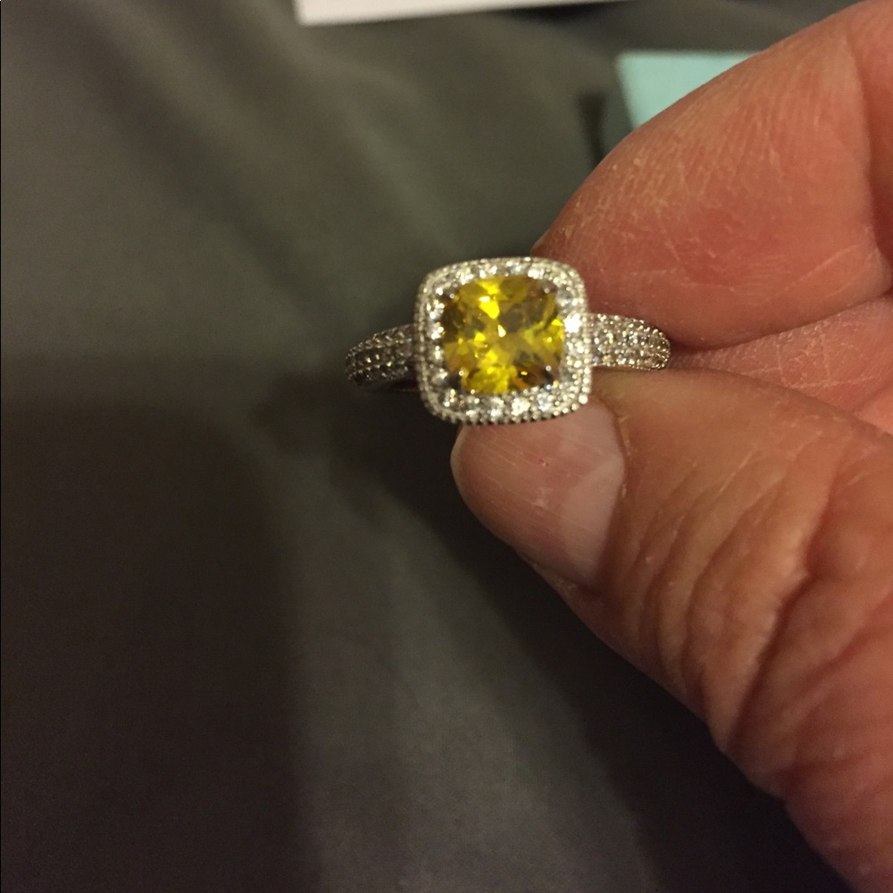 18k gold plated yellow crystal ring 6