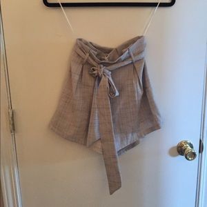 High-waisted, front-tie shorts