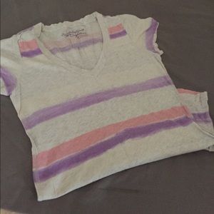 AEO Favorite T in purple, pink gray hombre stripe