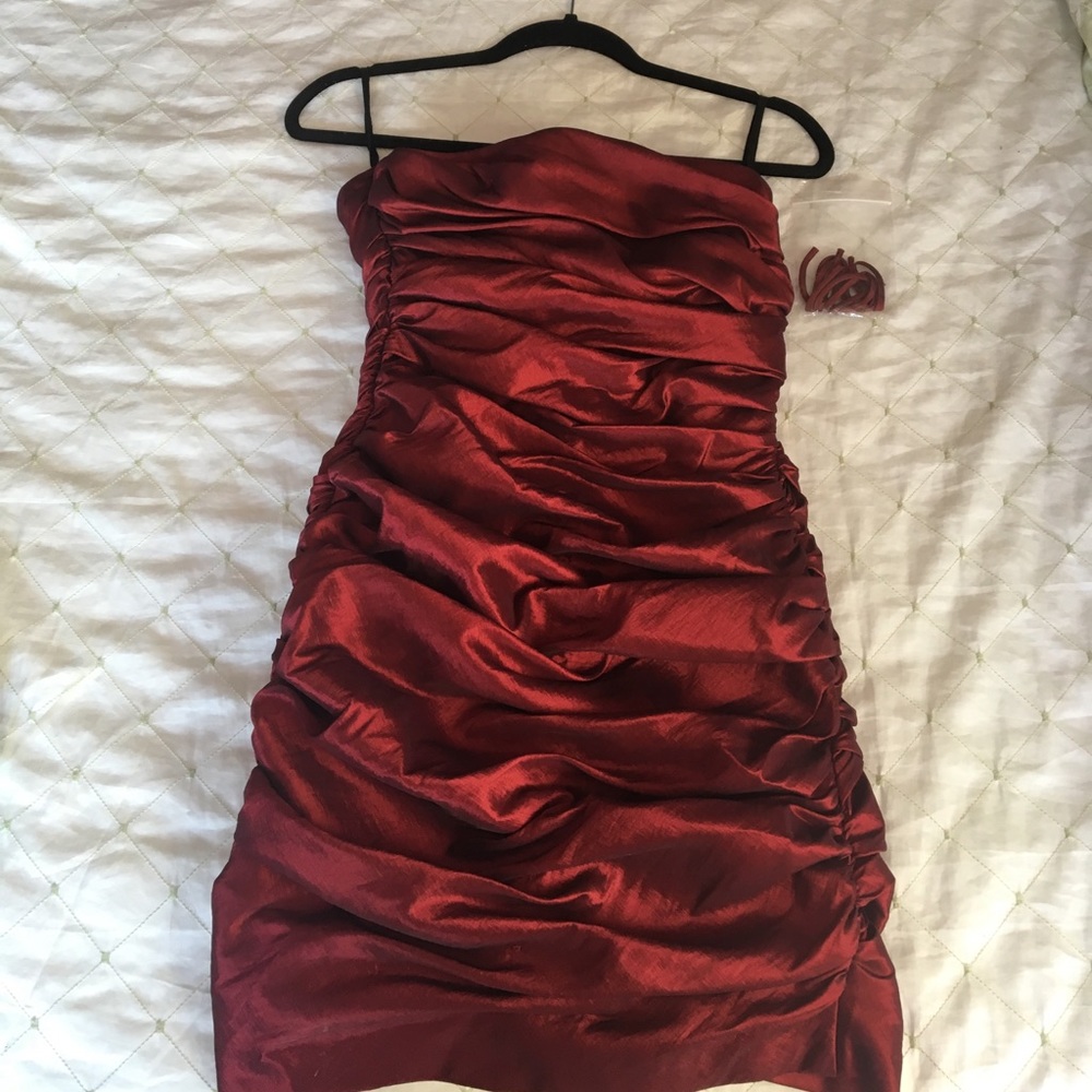 Ruche Red Dress by BoUBoU Collection