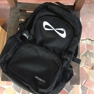 Black nfinity glitter sparkle cheer backpack bag