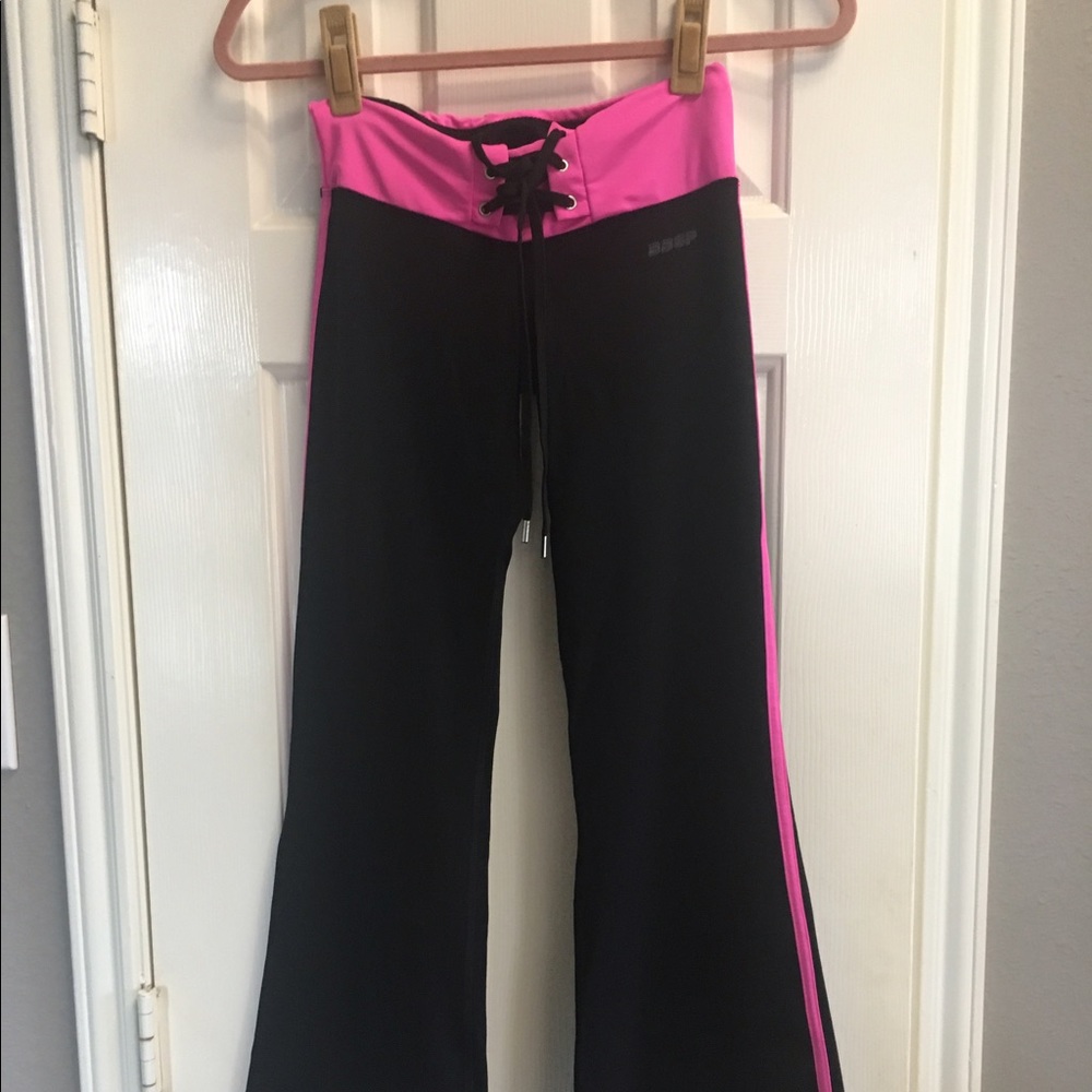 Rare! Bebe sport pants black and neon pink