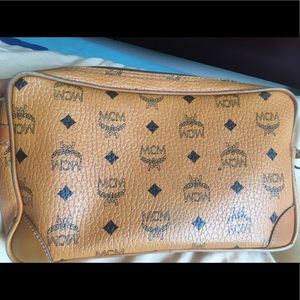 Brown and Black leather MCM Monogramed Purse