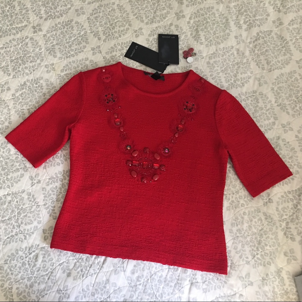 Petite "real red" St.John top