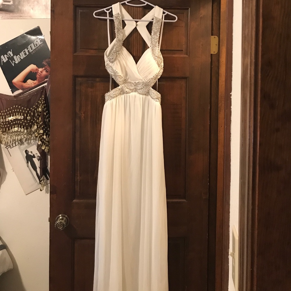 White Sequined Prom Dress