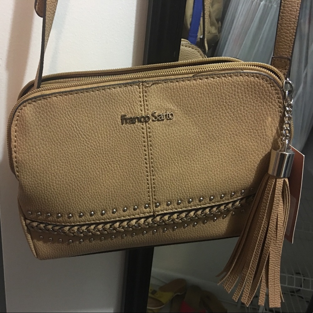 New Franco Sarto 3 Pocket Tan Purse w/ tassel.