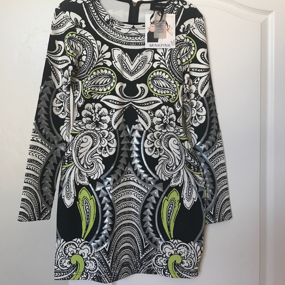 Mink pink bodycon long sleeve dress