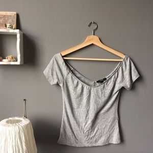 Off the Shoulder Forever 21 Gray T shirt