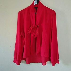 Sheer, button up, neck tie, top